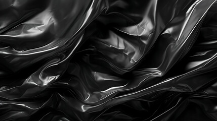 black wrinkled plastic, white plastic or polyethylene bag texture, macro,background - obrazy, fototapety, plakaty