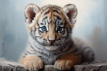 Fotobehang Close-up of a baby tiger cub © wendi