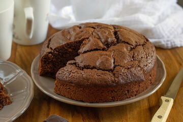Sweet fluffy chocolate mayonnaise cake for dessert - 676822206