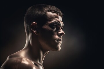 Fototapeta na wymiar Boxer man on black background, AI generated