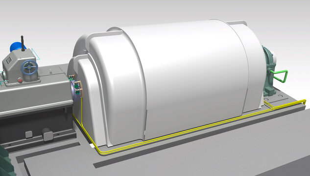 carbon brush excitation system 3D illustration