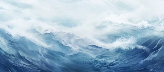 Fotobehang Aerial view of blue sea waves texture. AI generated image © orendesain99