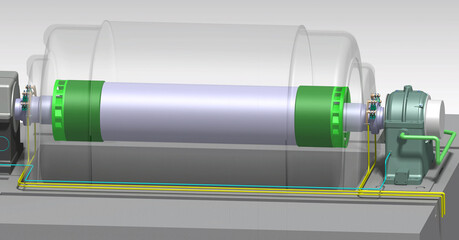 carbon brush excitation system 3D illustration