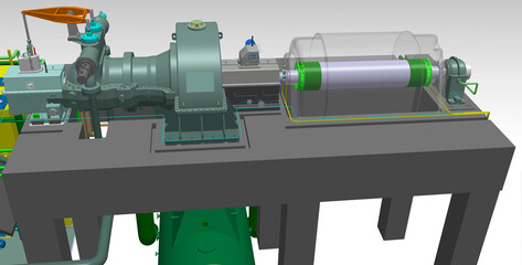 carbon brush excitation system 3D illustration