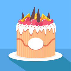 Vector illustration of a holiday cake in a cute cartoon style.