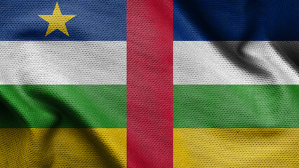 3d illustration flag of Central African Republic. Close up waving flag of Central African Republic.