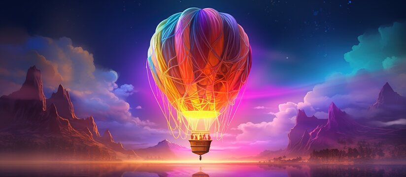 Colorful hologram hot balloon style background. AI generated image