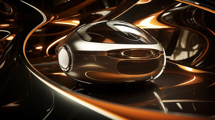 Futuristic car in abstract motion tunnel. Generative AI