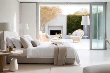 Luxury home interior with modern furniture in a cozy bedroom.