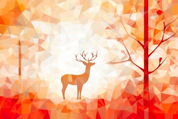 Christmas mosaic, Christmas theme, in soft red and orange colors, clipart, white background 