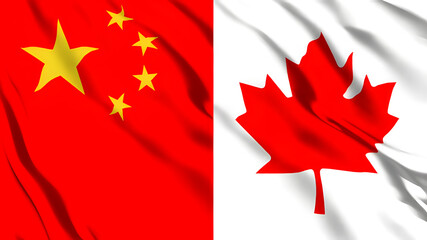 中国とカナダの国旗