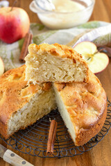 Sweet fruit mayonnaise cake with apples and cinnamon