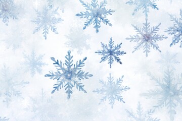 Naklejka na ściany i meble Watercolor tiny snowflakes on white background pattern,