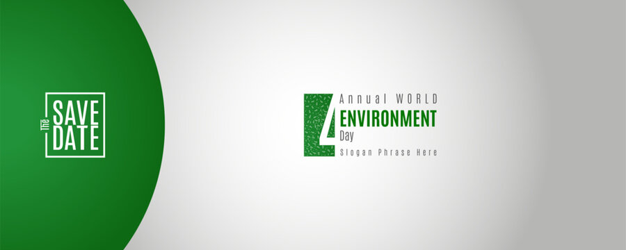 Logo graphic design of Windmill shape and text - annual event summit. Background and title made for the Environment theme - climate change and environment issues, global warming