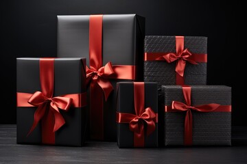 Black Friday Gifts wrapped with ribbon
