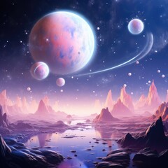 3D universe background in pastel tones