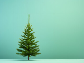Christmas tree with golden star decoration on green background. 3d render
