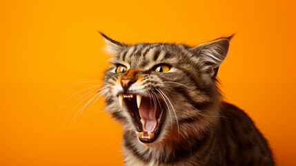 Fototapeta premium .The cat bares his teeth.