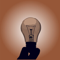 Human hand with lightbulb. Vector illustration