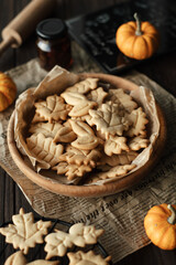 Autumn still life with cookies in the form of leaves
