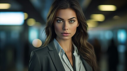 Naklejka premium Confident Businesswoman: Professional Elegance in the Corporate World