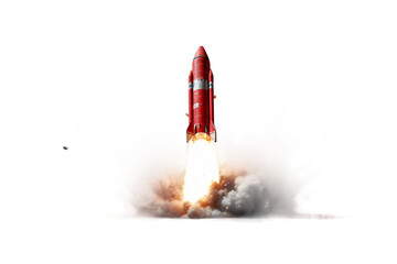 Red Rocket Liftoff Moment -on transparent background