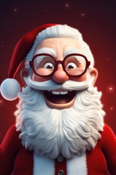 A cartoon illustration of Santa Claus wearing glasses and a beard. This image can be used for various holiday-themed designs and promotions.