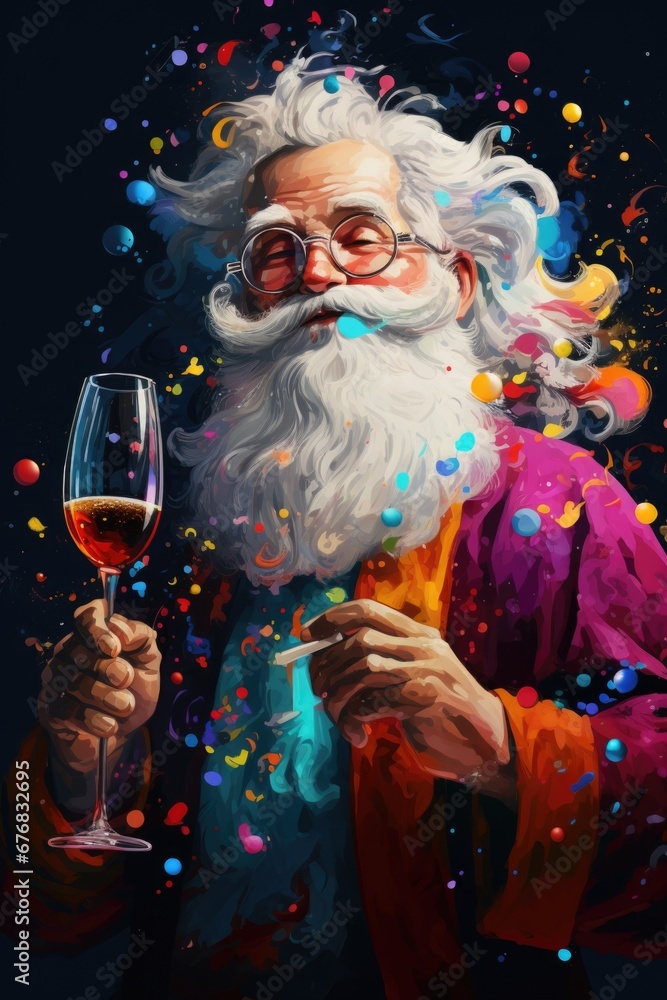 Aufkleber A painting depicting a man holding a glass of wine. This image can be used to add a sophisticated touch to any wine-related content or to create an elegant atmosphere in various artistic projects.