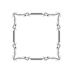 Abstract Black Simple Line Square With Leaf Leaves Frame Flowers Doodle Outline Element Vector Design Style Sketch Isolated Illustration For Wedding And Banner