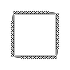 Abstract Black Simple Line Square With Leaf Leaves Frame Flowers Doodle Outline Element Vector Design Style Sketch Isolated Illustration For Wedding And Banner