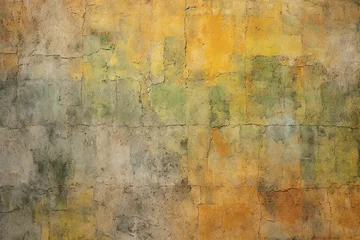 Papier Peint photo Vieux mur texturé sale Texture of old rustic wall covered with yellow and orange stucco