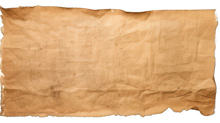 Piece of brown rustic paper isolated on white created with Generative AI