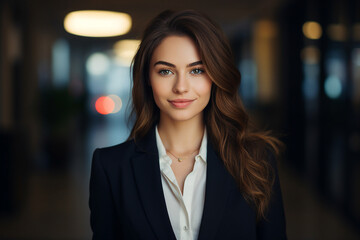 Generative AI picture portrait of amazing gorgeous office worker young woman