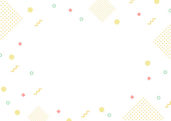 かわいい幾何学模様の背景フレーム（イエロー）