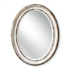Vintage oval mirror isolated on white background - obrazy, fototapety, plakaty