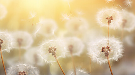 Dandelion Seeds Close-Up Natural Background Macro Photography