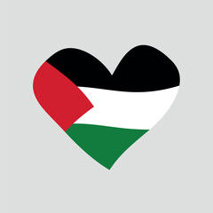 Love Palestine symbol. Heart flag icon.