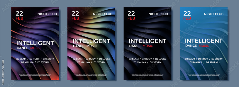 Poster abstract black posters. music party, 3d curve cover, modern and minimalist event flyer design. web b