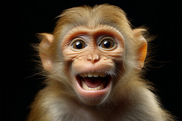 Cute Portrait of a Smiling Barbary Macaque