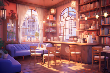 Interior of a beautiful and cozy cafe