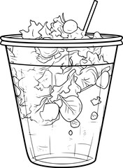 outline illustration of salad for coloring page