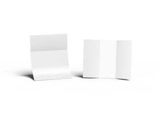 Blank Tri fold letter size brochure 3d render on transparent background 