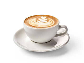 Cappuccino cup on neutral color background