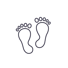 footprint icon, human foot prints line vector