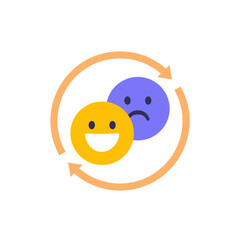 mood swings icon with emoji, flat vector