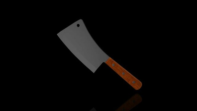 Cleaver turns on itself - loop animation - black background