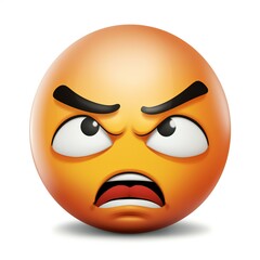Angry emoticon isolated on white background,  Emoticon with facial expression