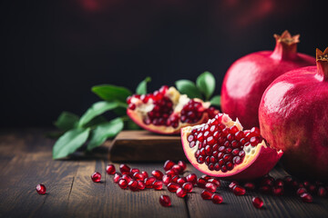 Macro photo of pomegranates  - obrazy, fototapety, plakaty