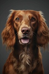 Portrait of a cute Irish setter dog,  Studio shot
