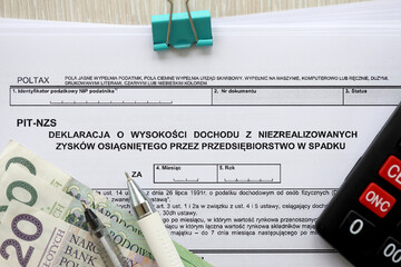 Declaration of income amount from unrealized profits obtained by enterprise as inheritance, PIT-NZS...